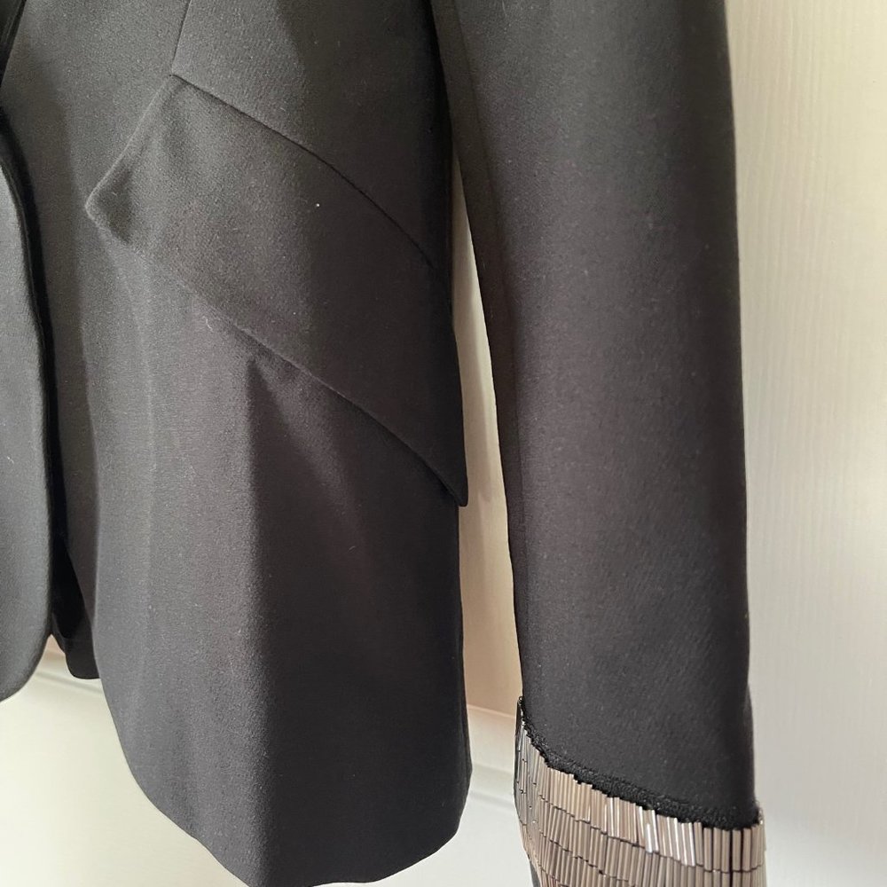 L'Agence Chamberlain Black Blazer with Bling Cuffs and Front Pockets Size 2 - Picture 5 of 9